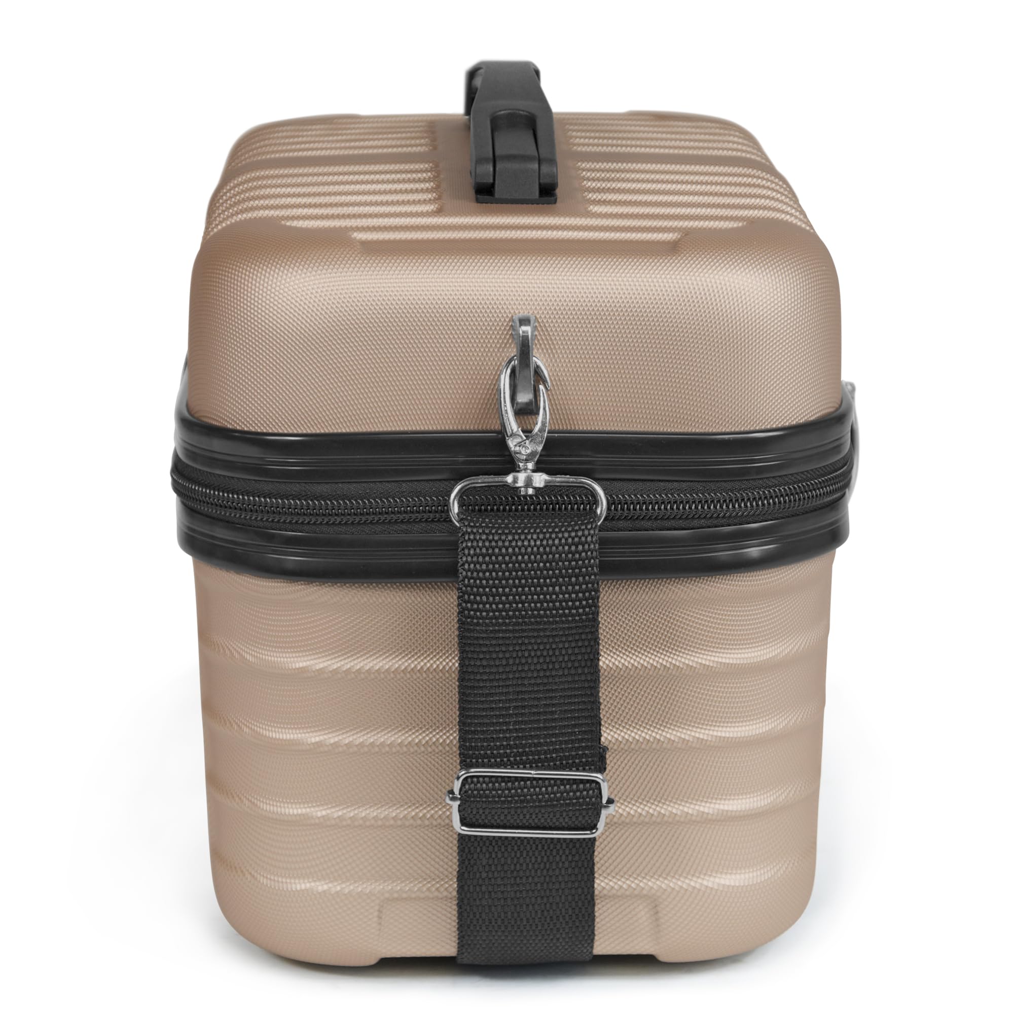 KINSTON Vanity - Estuche de Viaje Rígido con Muñeca, Organizador de Viaje, Caja de Almacenamiento, Gran Capacidad, Color Champagne, L 32 x H 24 x P 19 cm, Vanity RIGIDA Carcasa ABS