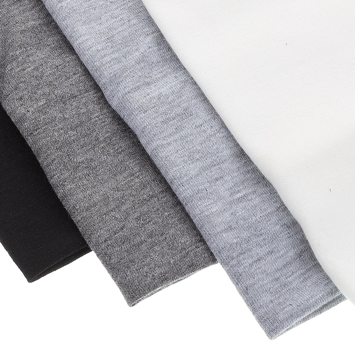 Operitacx 4pcs Wide Elastic Sweatband for Women, Cotton Stretchy Sport Headbands for Yoga Running Gym, Non-Slip Hair Accessories in Black White Dark Grey Light Grey