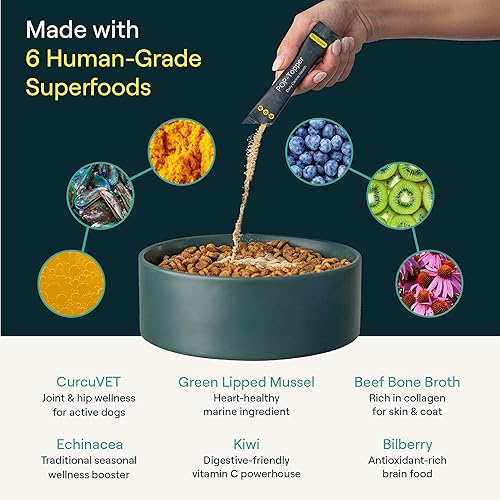 Miniatura 5 de POP-Topper - Comida para perros  Polvo multivitamínico para perros de 35 libras en adelante  Deliciosa base de caldo de huesos con 6 superalimentos
