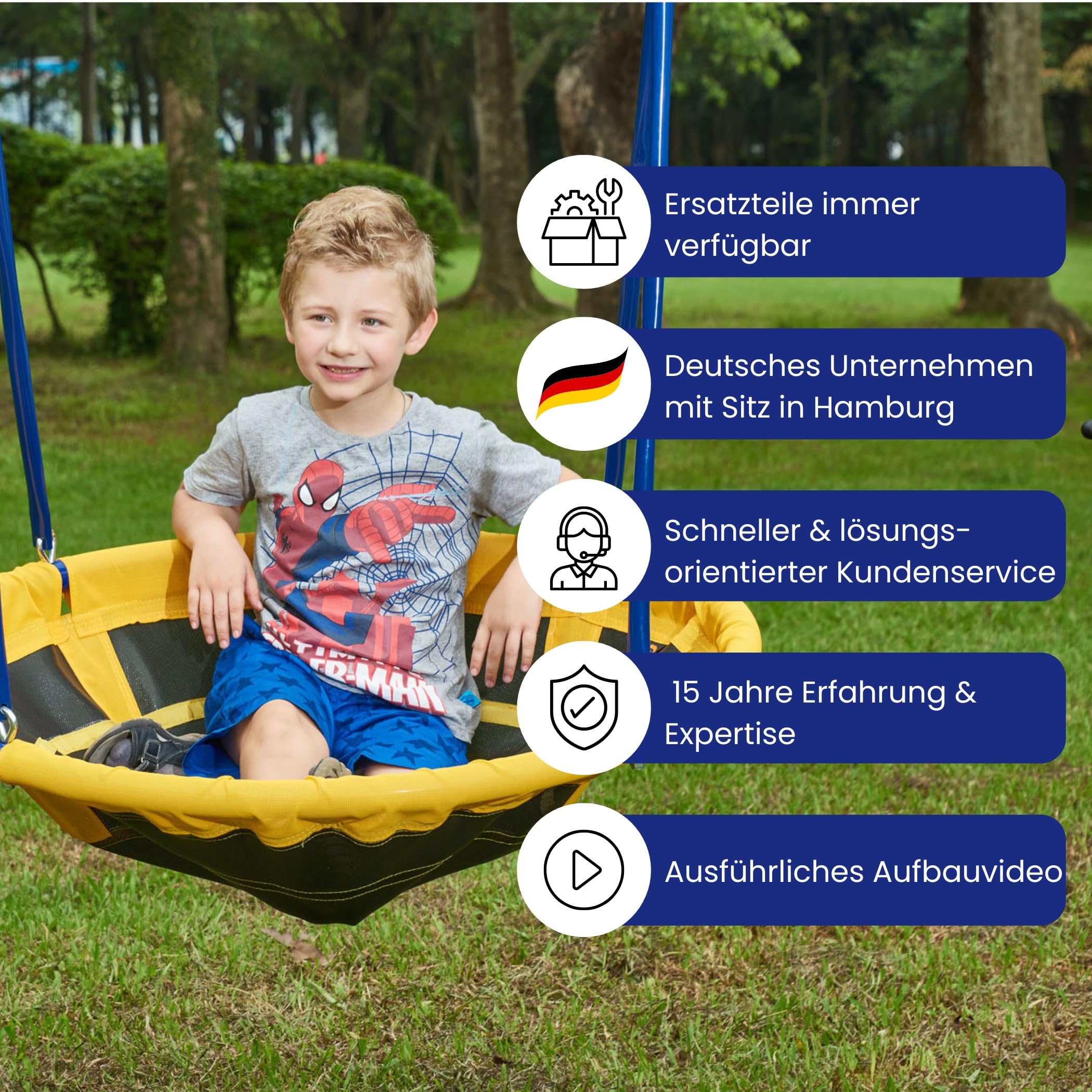 Zero Gravity Gartenschaukel mit stabilem & rostfreiem Metallrahmen. Gartenspaß für bis zu 2 Kinder - Schaukelketten für mehr Sicherheit - Reißfester Stoff - Schaukel Outdoor (UFO)