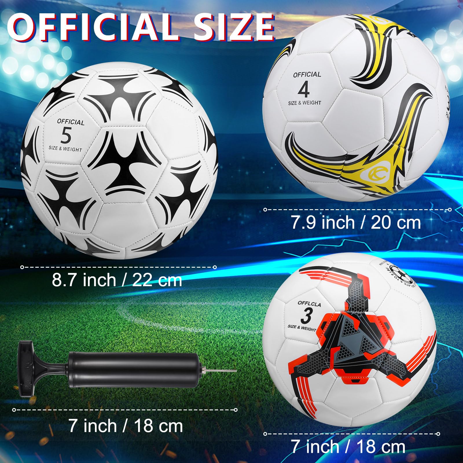 Tradder 4 Pack Operation Christmas Soccer Ball with Pump Deflated Soccer Balls Bulk for Outdoor Indoor Training Sport Gift for Kids Boys Youth Teens Adult Charity Donation