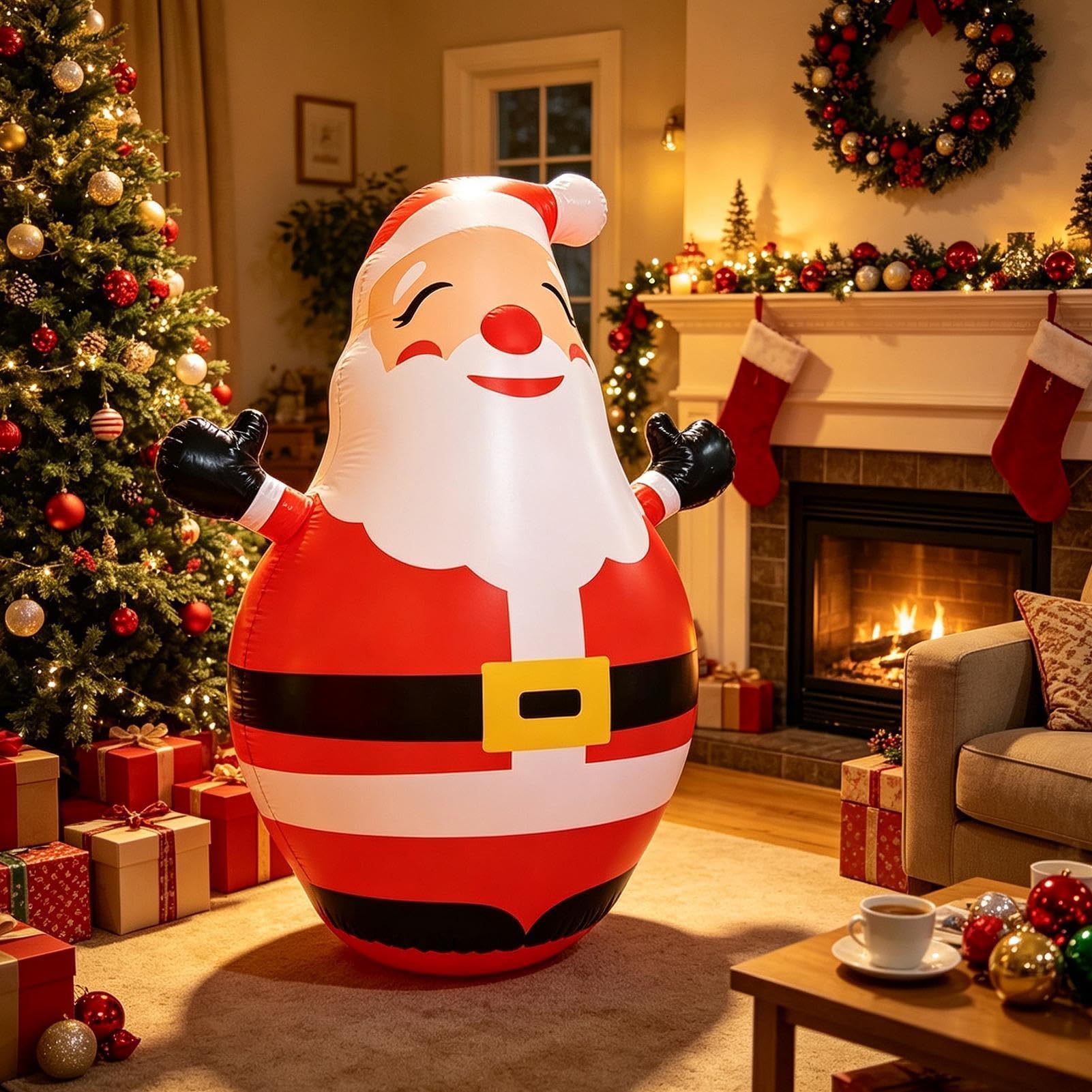 Genérico Hinchables Navideños Estatua con Luz LED De 150 Cm Altura | Decoración Navideña Hinchable Para Suelo Parque Entrada Delantera De Tienda Exterior Jardín Césped