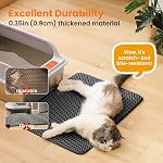 Mat de chat, 60x45cm Grand matelas de litière double couche en nid d'abeille, non glissant imperméable à l'eau Urine Proof Cat Litter Box Mat pour plancher, fournitures pour chats et essentiels, noir