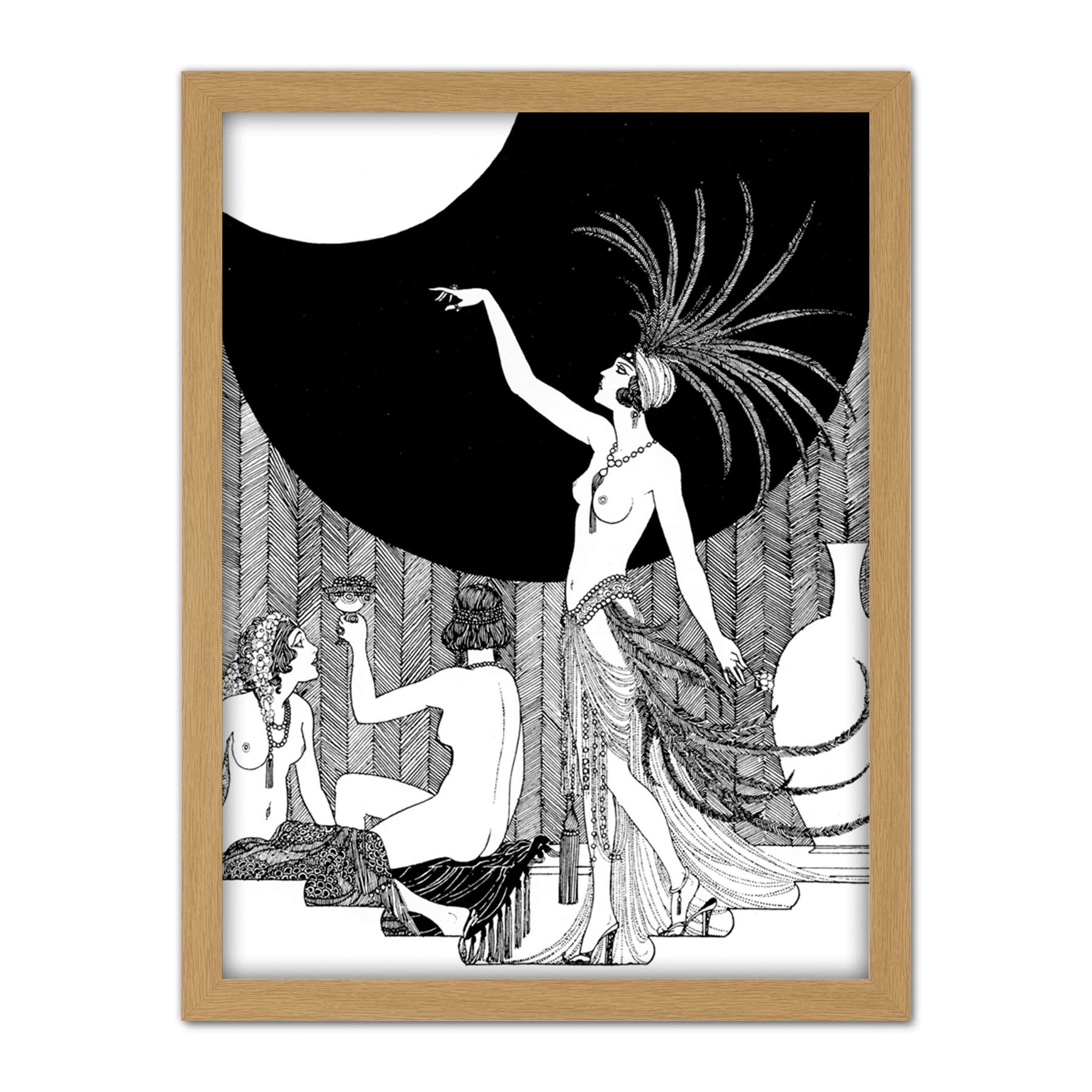 Wee Blue Coo Art Deco Harem Portrait Artwork Framed Wall Art Print 18X24 Inch