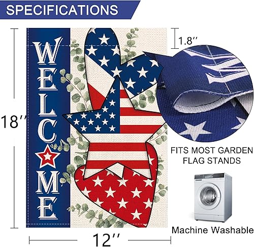 Miniatura 7 de Bandera patriótica de jardín para el Día de los Caídos del 4 de julio, bandera patriótica de jardín de 12 x 18 pulgadas, bandera de jardín de doble