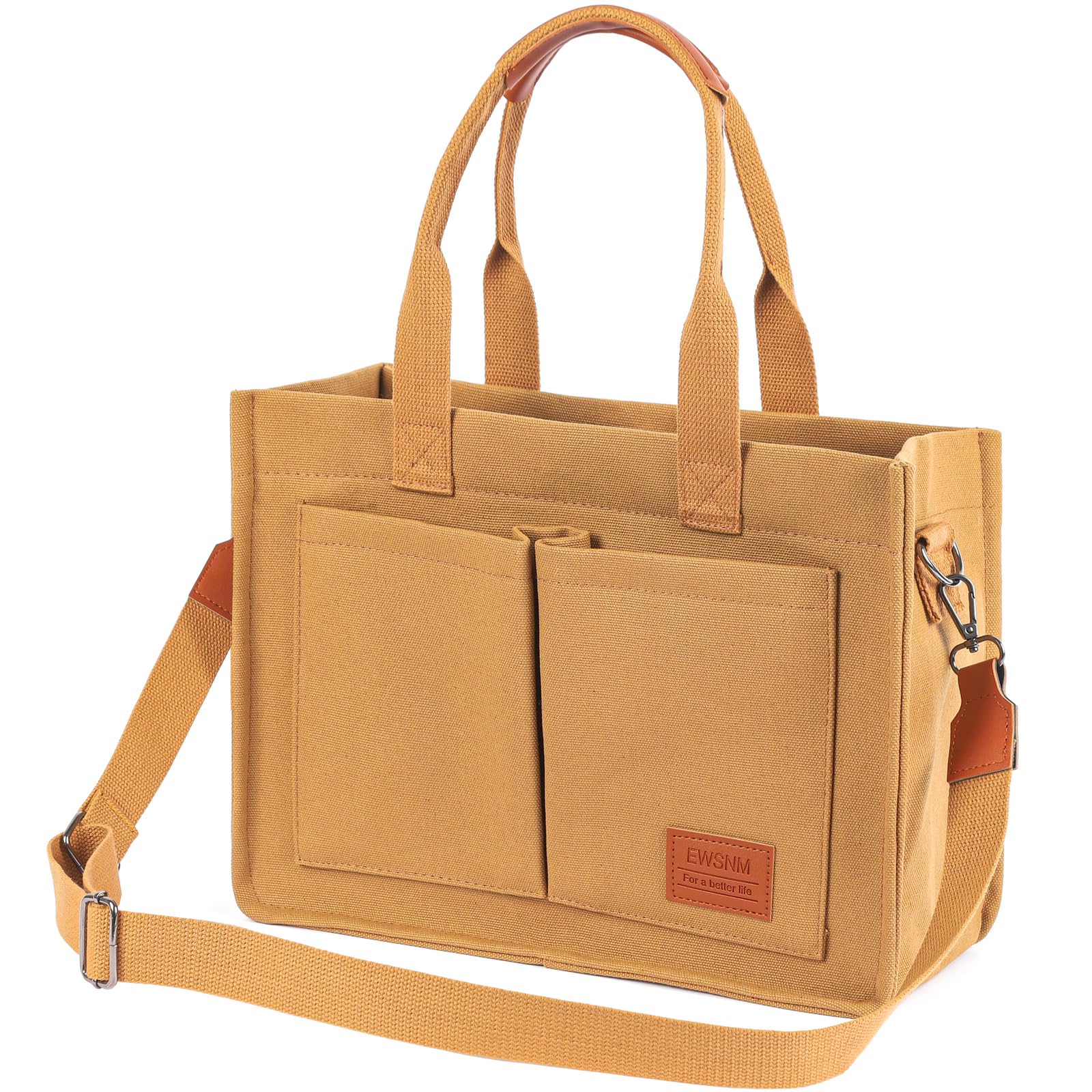 Canvas Tote Bag for Women, Large Laptop Travel Tote Handbag Totes with Crossbody Shoulder Teachers Reusable Grocery Bags