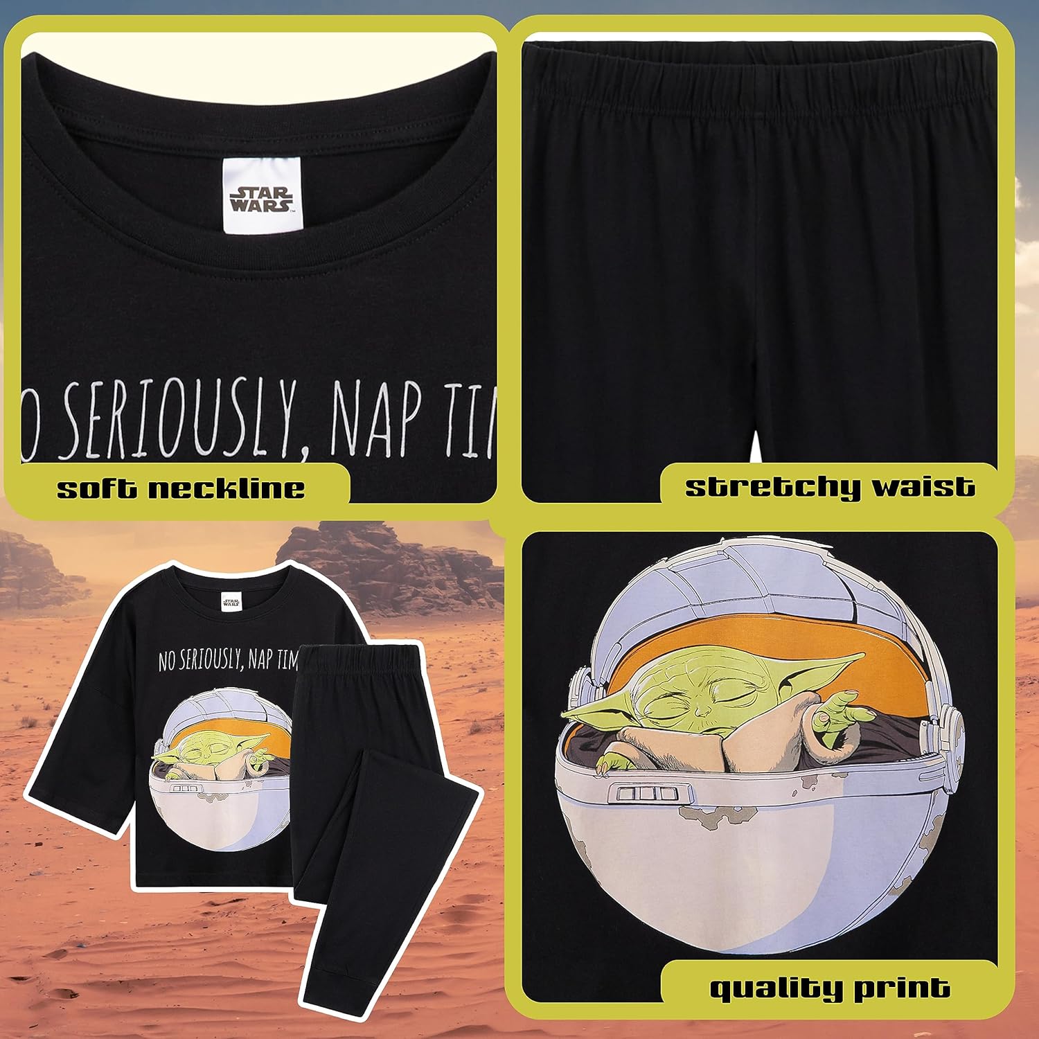 Disney The Mandalorian Womens Pyjamas Set 2 Piece T-Shirt Long Bottoms PJs Lounge Wear S-XL Gifts for Women Teenagers