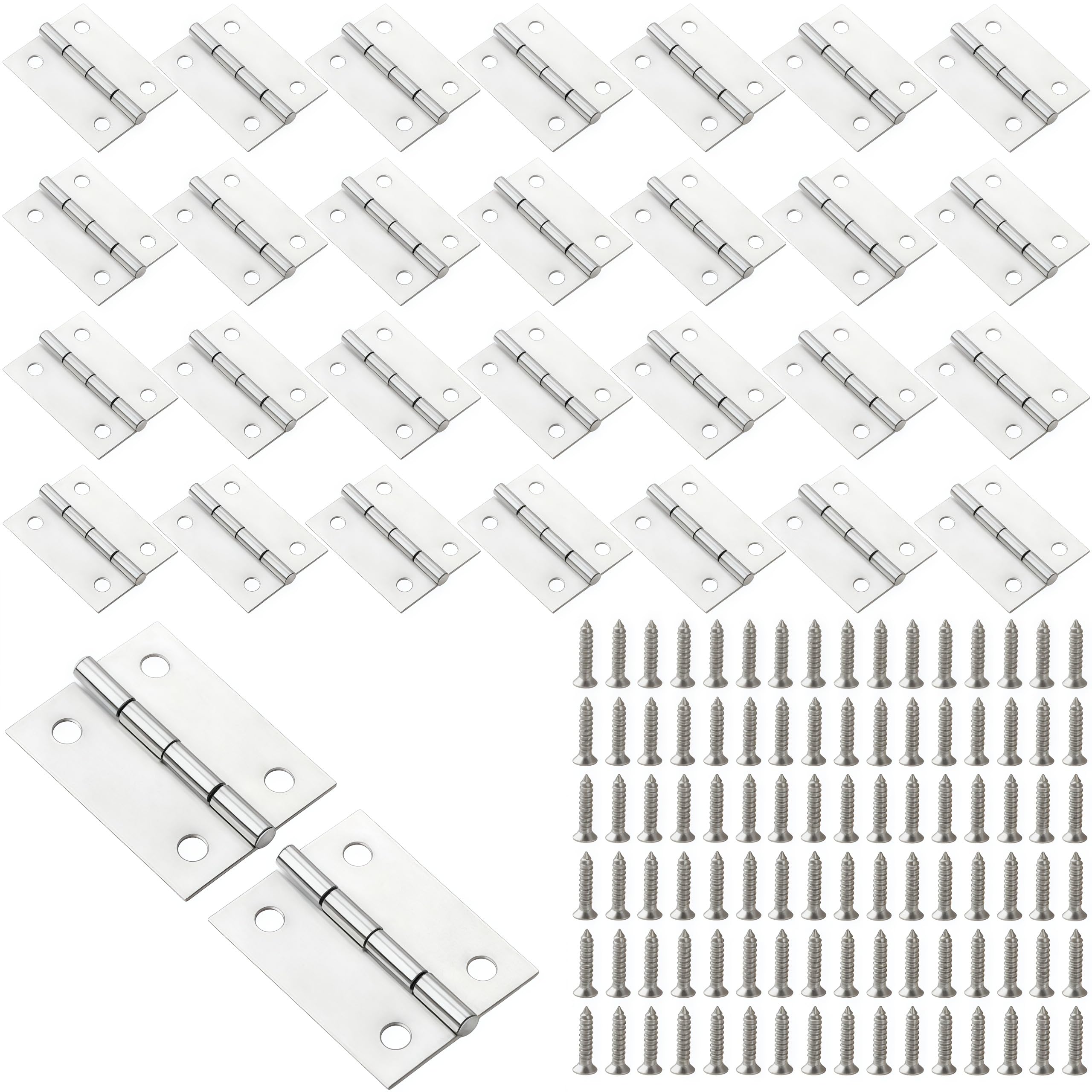 Vbnexyr Regular Folding Hinge 30 Piece Pack Of Stainless Steel Folding Hinges For Home Furniture Hardware Wooden Boxes Doors Windows And Diy Projects 1.5 Inch Joint Hinges