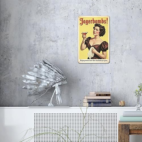 Miniatura 5 de Jagerbombs Cocktail Pinup Girl tin sign Vintage Bar Advertisement Metal Sign Print Aesthetic for Garden Yard Bar Porch Home Bedroom Kitchen Wall