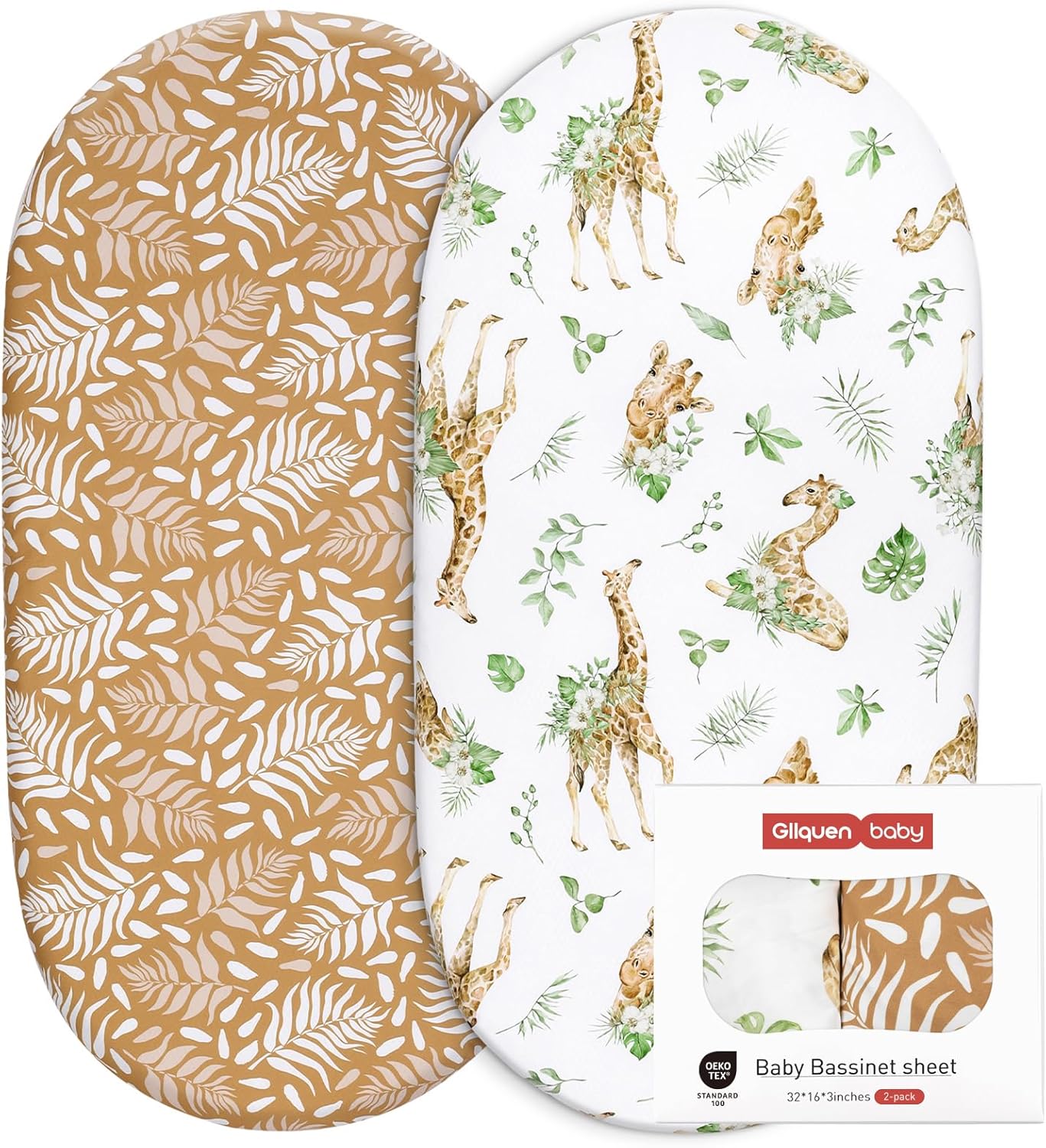 GLLQUEN BABY 2 Pack Moses Basket Fitted Sheets, Newborn Pram Sheets Fitted, 100 Microfiber Oeko