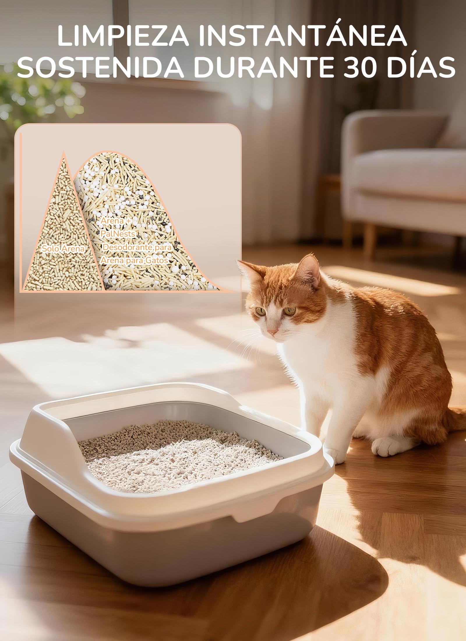 Desodorante para Arena para Gatos, Eliminador de Olores Natural Aop para Arena para Gatos, Contra los Malos Olores de la Arena de Gatos - Prolonga la Vida útil de la Arena, 3 Piezas