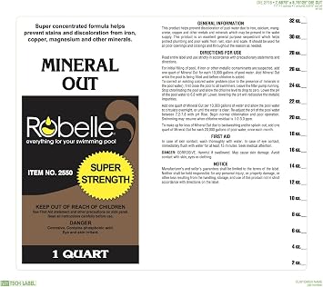Robelle 1-Quart 12-Pack Concentrated Mineral Out, Pool Metal Remover, Stain Remover, Made in USA