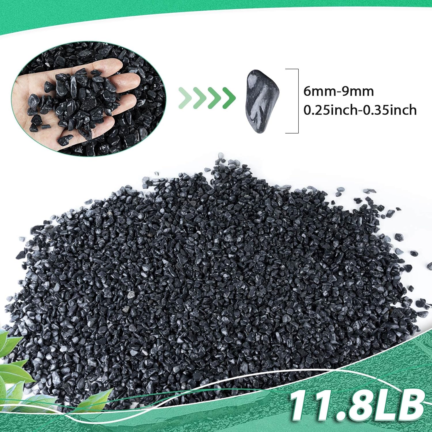 Succulent Rocks for Plants Tiny Pebbles for Planters 11.8LB Pea Gravel Bulk Course Sand Soil Small Decorative Stones for Indoor Bonsai Pots Cactus Top Dressing Aquarium Garden Landscape Black