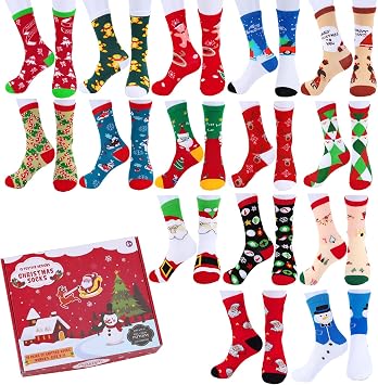 15 Pairs Crew Christmas Holiday Socks,Cozy Funny Cotton Knit Xmas Soft Socks for Man Woman Girl Winter Novelty Christmas Gift
