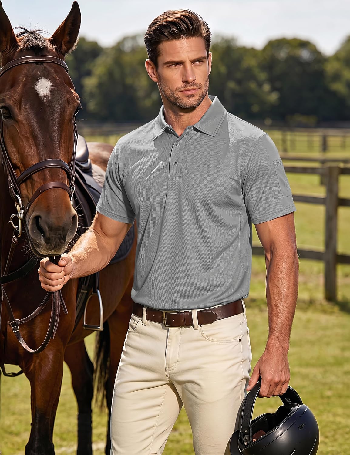 MAGCOMSEN Men's Polo Shirt Quick Dry Performance Short Sleeve Tactical Shirts Pique Jersey Golf Shirt image 2