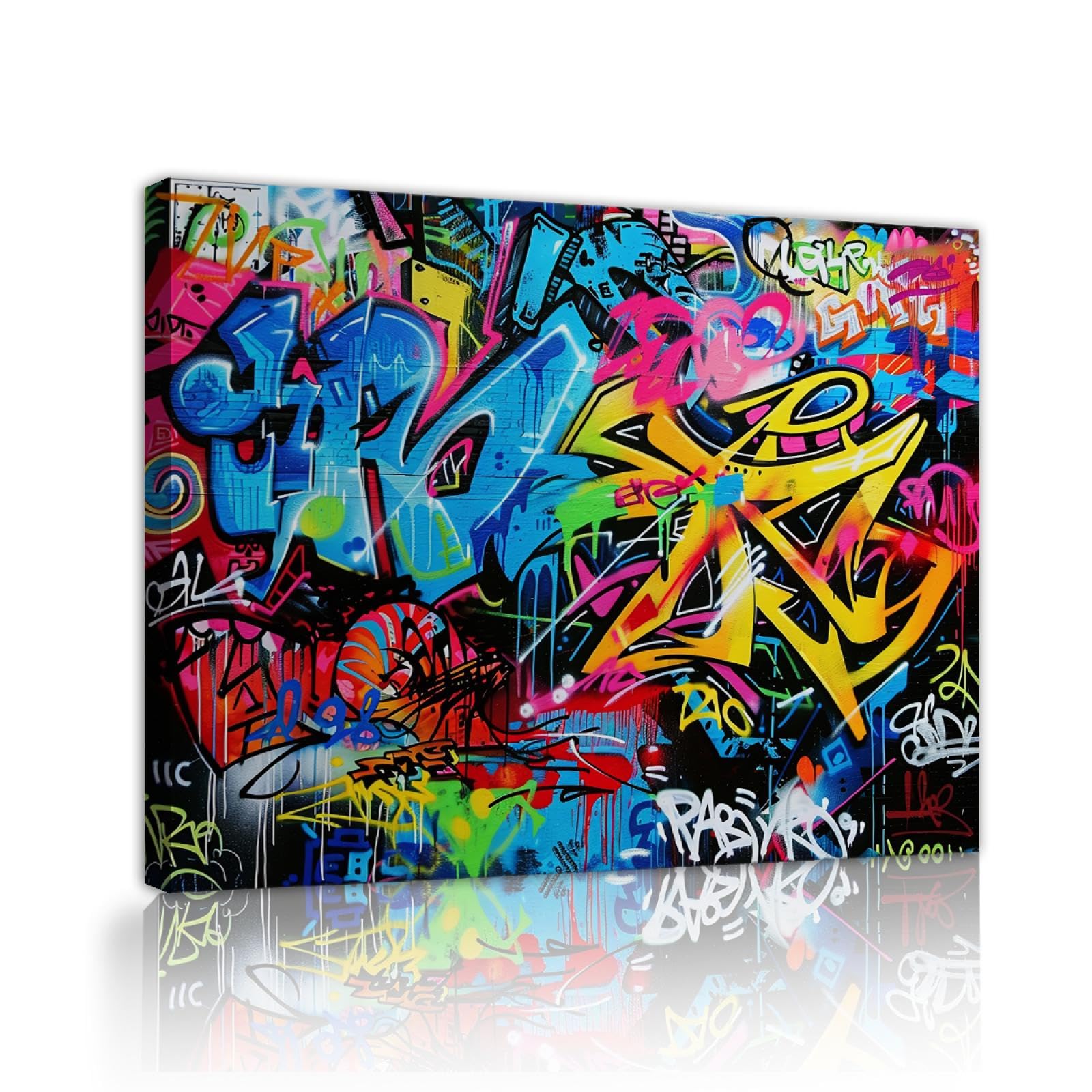 UIRINGART Hip Hop Stile Tela di canapa Wall Art Moderna Pop Art Stampa su tela Decorazione della parete Graffiti astratto Art Poster Artwork per la stanza dei giochi 50x70cm Innerframe