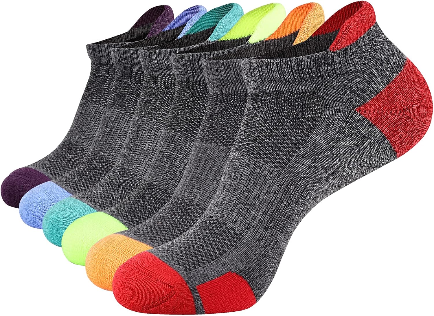 JOYNÉE Mens Ankle Athletic Sports Running Tab Low Cut Cushioned Socks 6 Pack