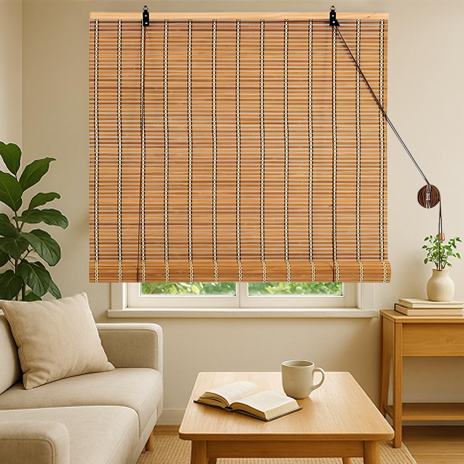 Store en bambou naturel pour balcon et salon style romain