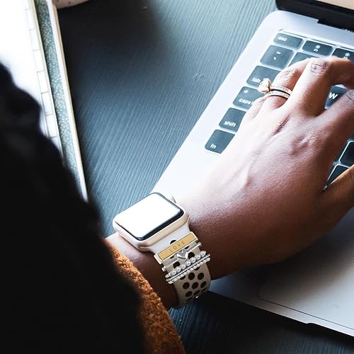 Miniatura 2 de POPIGROUND Correas decorativas de metal compatibles con Apple Watch de 38401.614 in, 42441.772 in, accesorios para iWatch Series 8, 7, 6, 5, 4, 3,