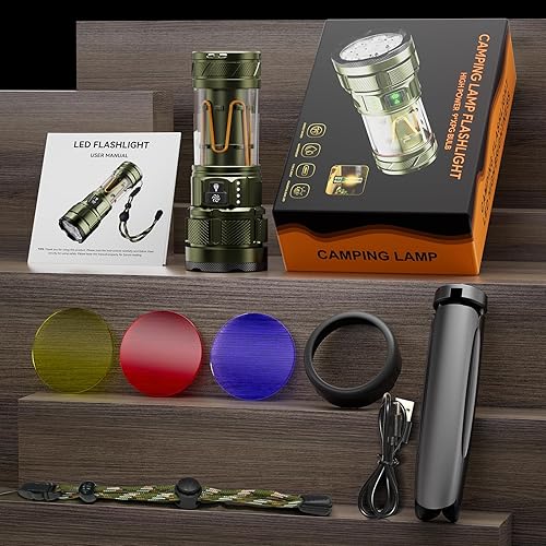 Miniatura 8 de Linterna de campamento con 11 modos de luz, 6000 lúmenes, linterna súper brillante recargable con IPX7 impermeable y batería de larga duración de 60