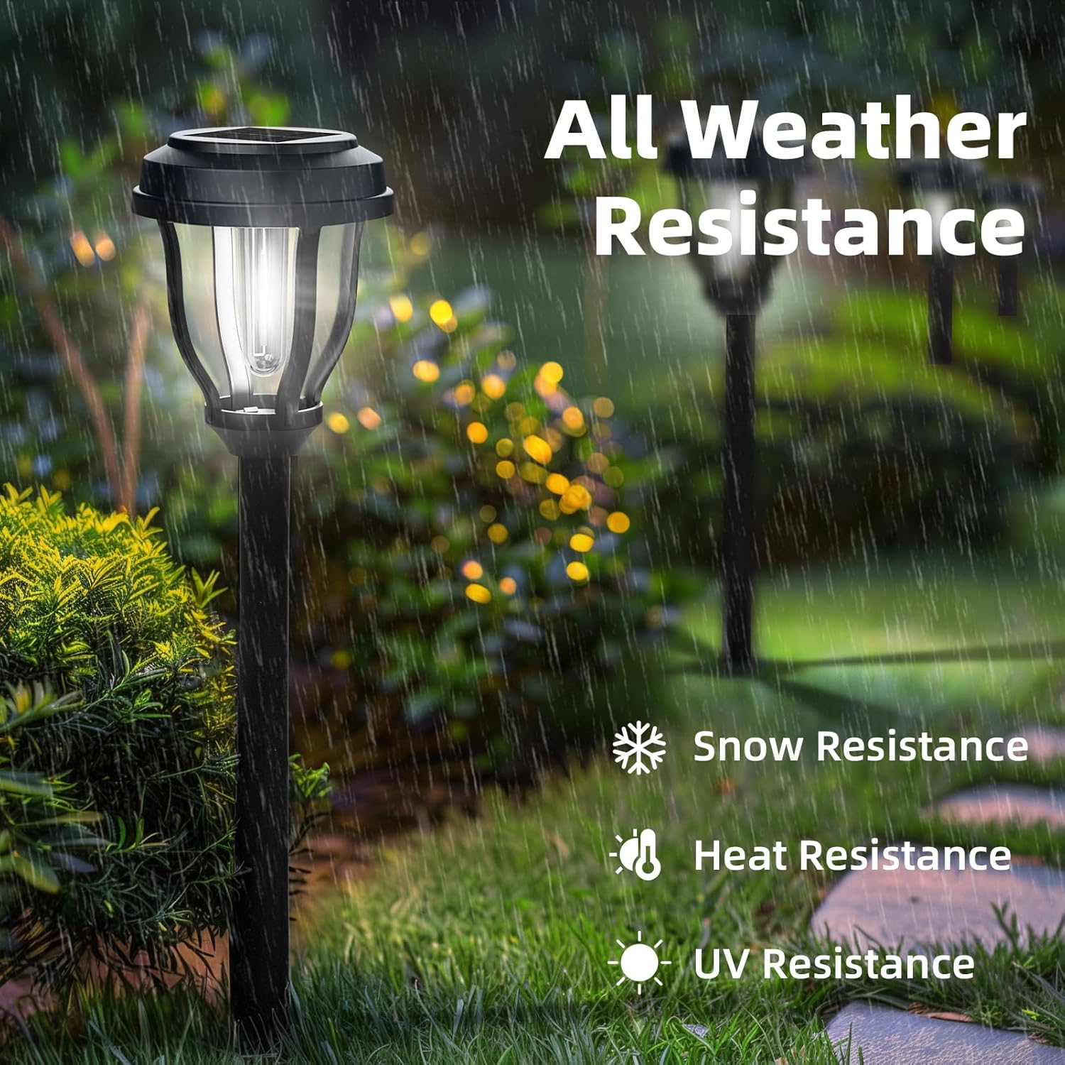 DERAYSION 12 Pack Solar Lights Outdoor, Solar Pathway Lights Auto On/Off Waterproof LED Garden Lights for Landscape Path, Yard, Walkway, Driveway, Sidewalk, Cold White