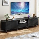 ONBRILL 69" TV Stand with Power Outlet for TVs up to 80", Entertainment Center with Storage and Drawer, TV Console with Adjustable Shelves and Sliding Door, TV Stand for Living Room, Bedroom, Walnut