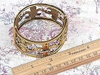 Vista 3 de Alilang Brazalete de oro antiguo con diamantes de imitación de topacio sintético Fleur De Lis, aleación