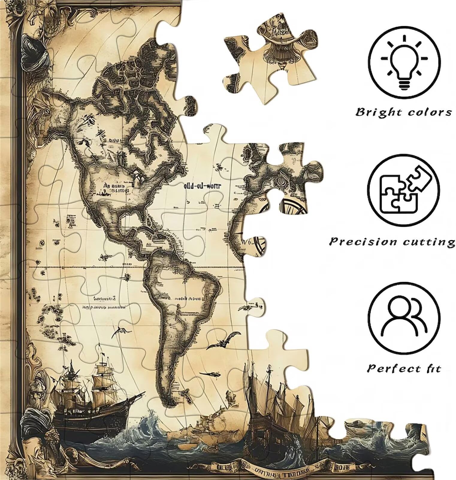 Retro mapa Puzzle 6000 Piezas Adultos, Rompecabezas con Letras en la Parte Posterior - Piezas que Encajan Perfectamente, Reto de Concentración, Regalo para mujer y Decor Hogar, 179.5 x 105.5 cm w0-192