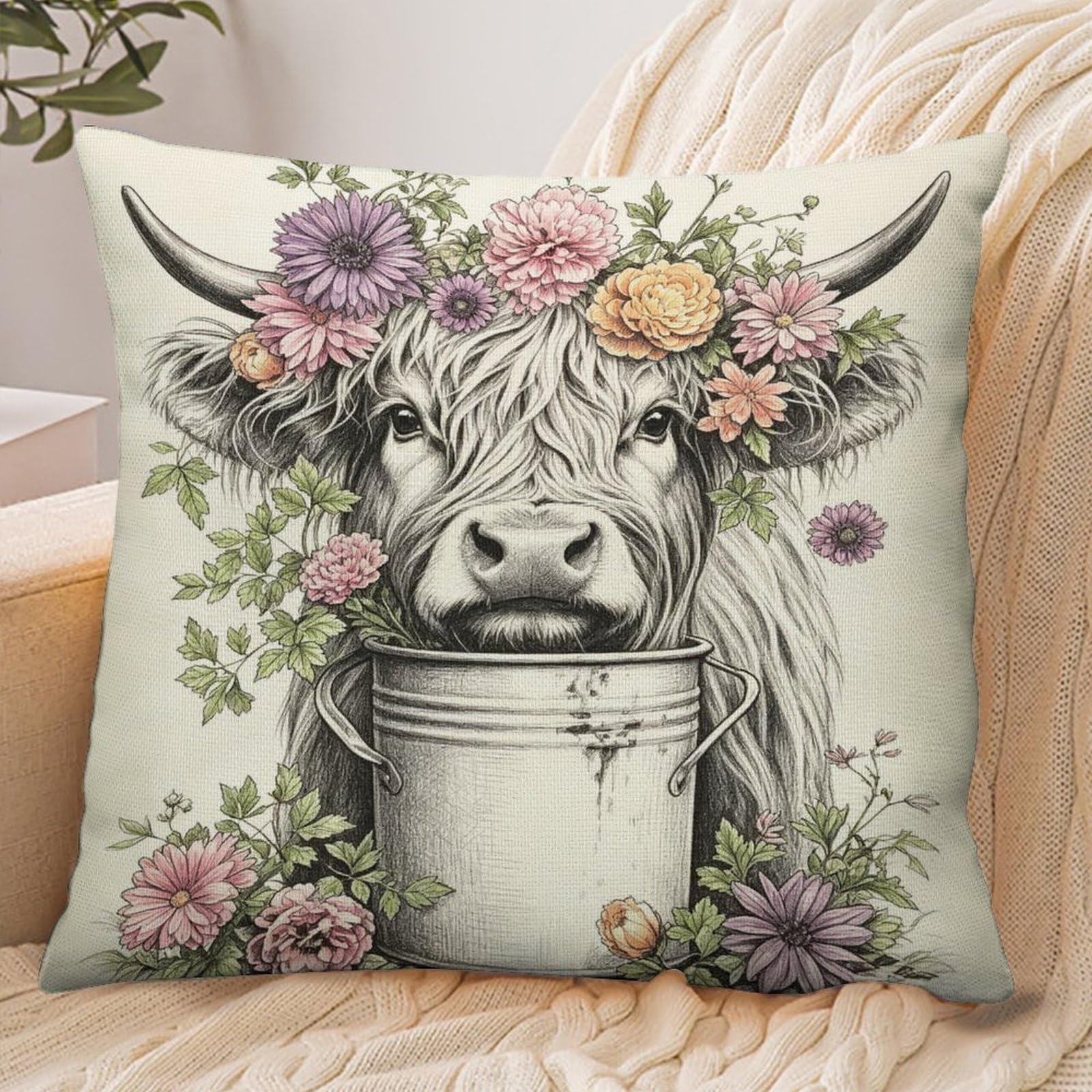 Fekiloot Style Highlands Cow Pillowcase Pillow Sham Pillow Case