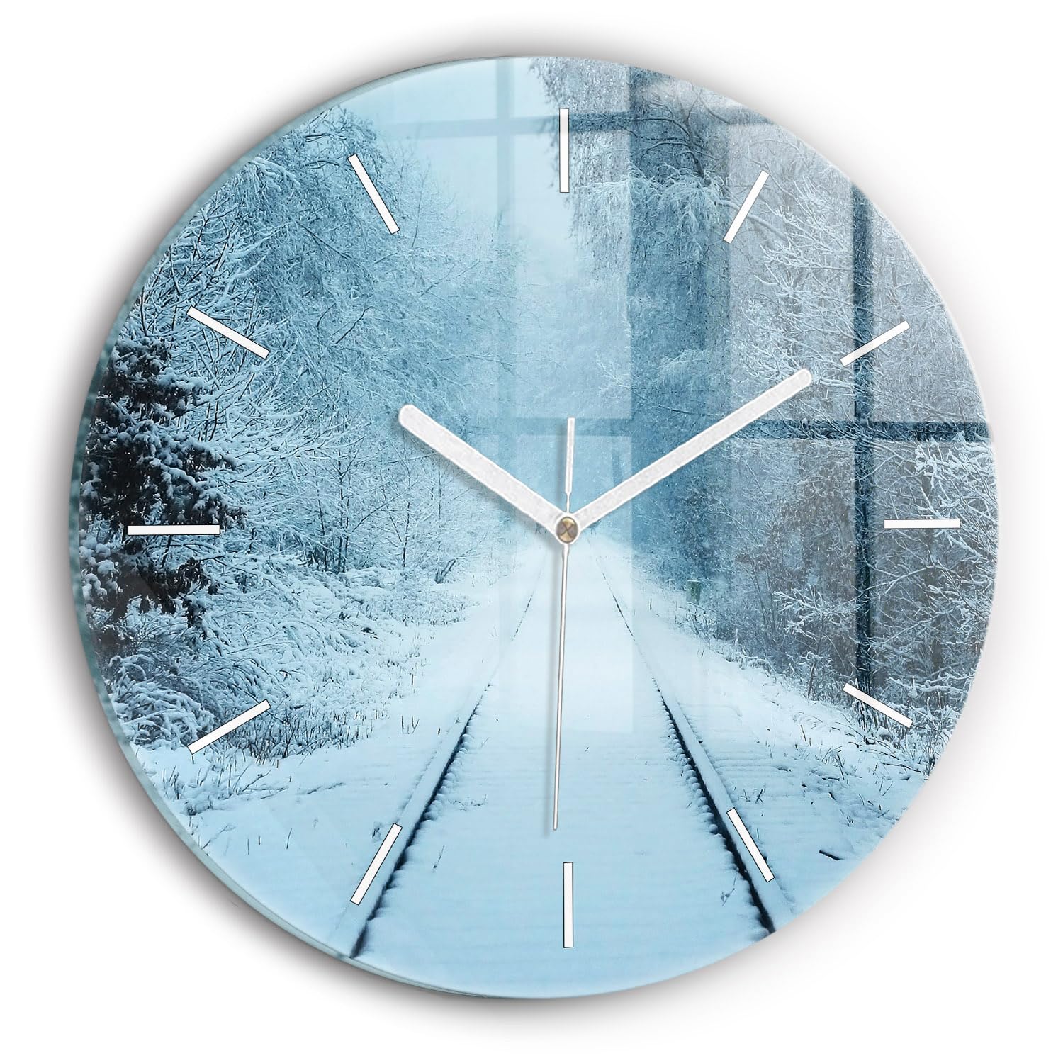 Horloge en verre moderne et silencieuse 30 cm Wallfluent au style élégant