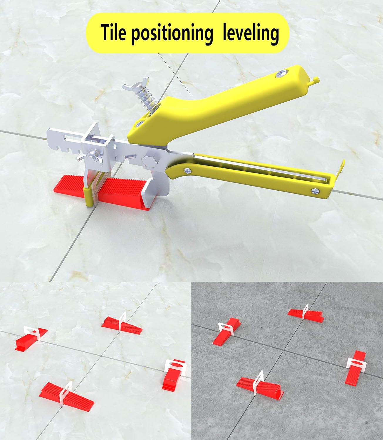 Tile Leveling System include 300 pcs Tile Spacers Clips and 100 pcs Reusable Wedges and 1pc Floor Tiles Pliers for Living Room Shower Floor Tile Leveler Tools for Installation (1/16 Inch Tile Spacers) - - 