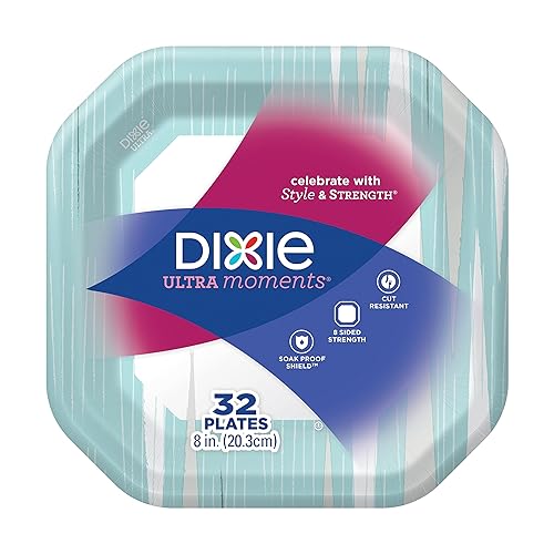 Platos de papel Dixie Ultra Moments 8 pulgadas 32 unidades placas cuadradas desechables impresas diseños pueden variar