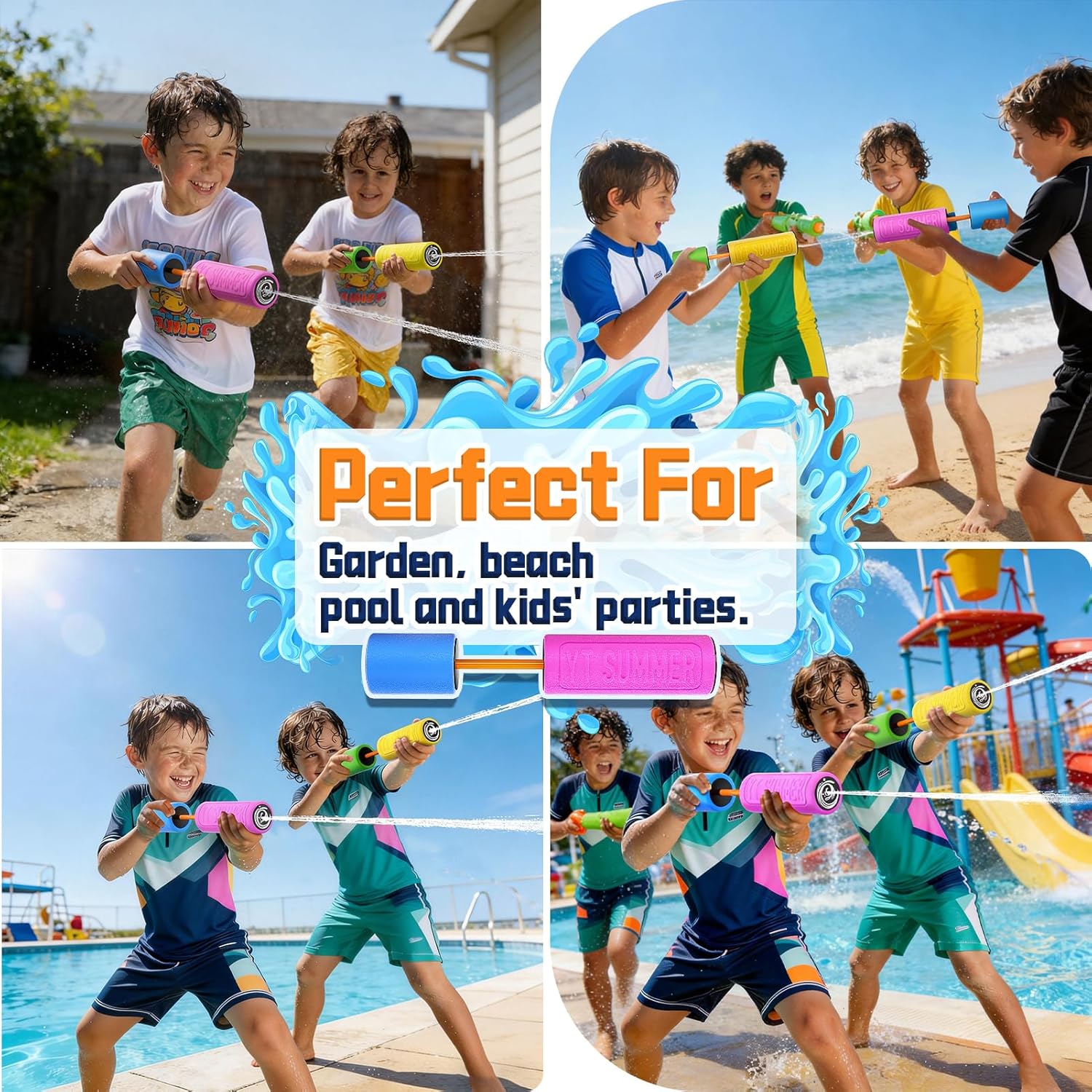 Water Guns for Kids Adults Toddler, High-Capacity Foam Squirt Gun Toy, Summer Fun Water Toys for Pool Outdoor Beach Games, Water Blaster for Ages 4-8 8-12 Boys Backyard Party Play (6.3" 12PCS)