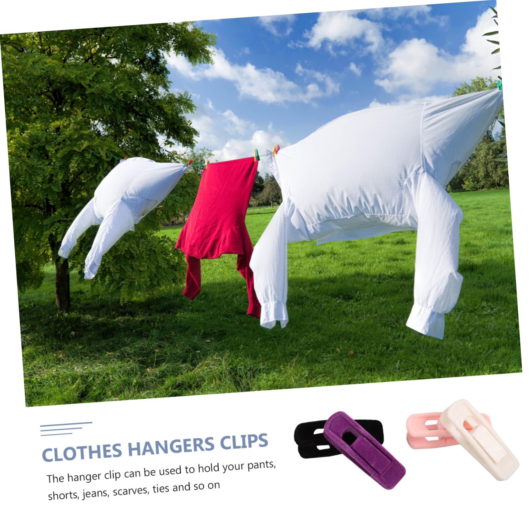 Velours Kleiderbügelclips 40 Stück aus Velour für Kleidung | Abs Clip, Rutschfeste Greifhilfe, 7x2, 1x1, 8cm, für Schrank und Garderobe