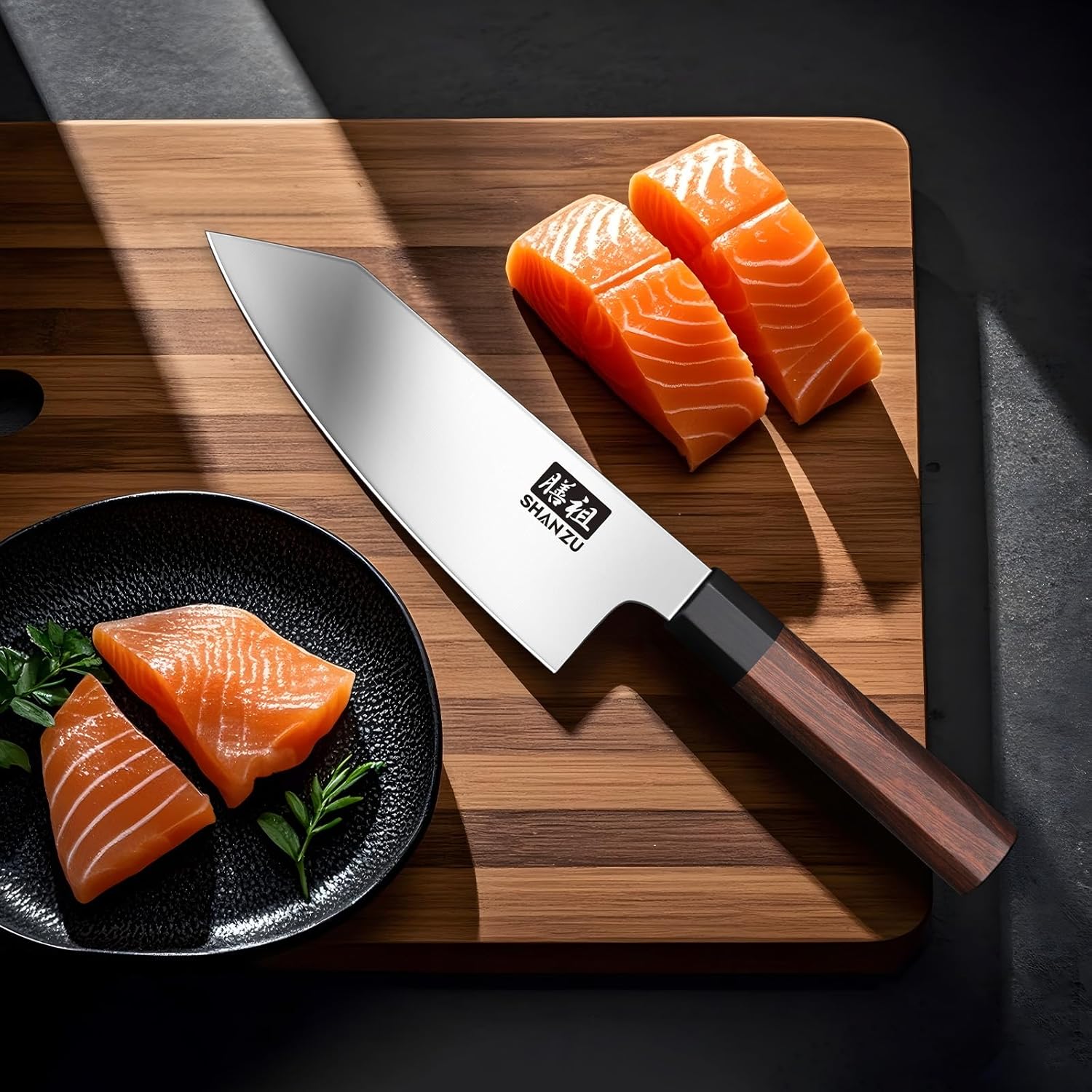 SHAN ZU 6 Inch Chef Knife for Small Hands, Japanese High Carbon Steel Kitchen Knife, Multi-function Mini Size Sharp Cooking & Sashimi Knife with Ergonomic Red Sandalwood Handle - Image 7