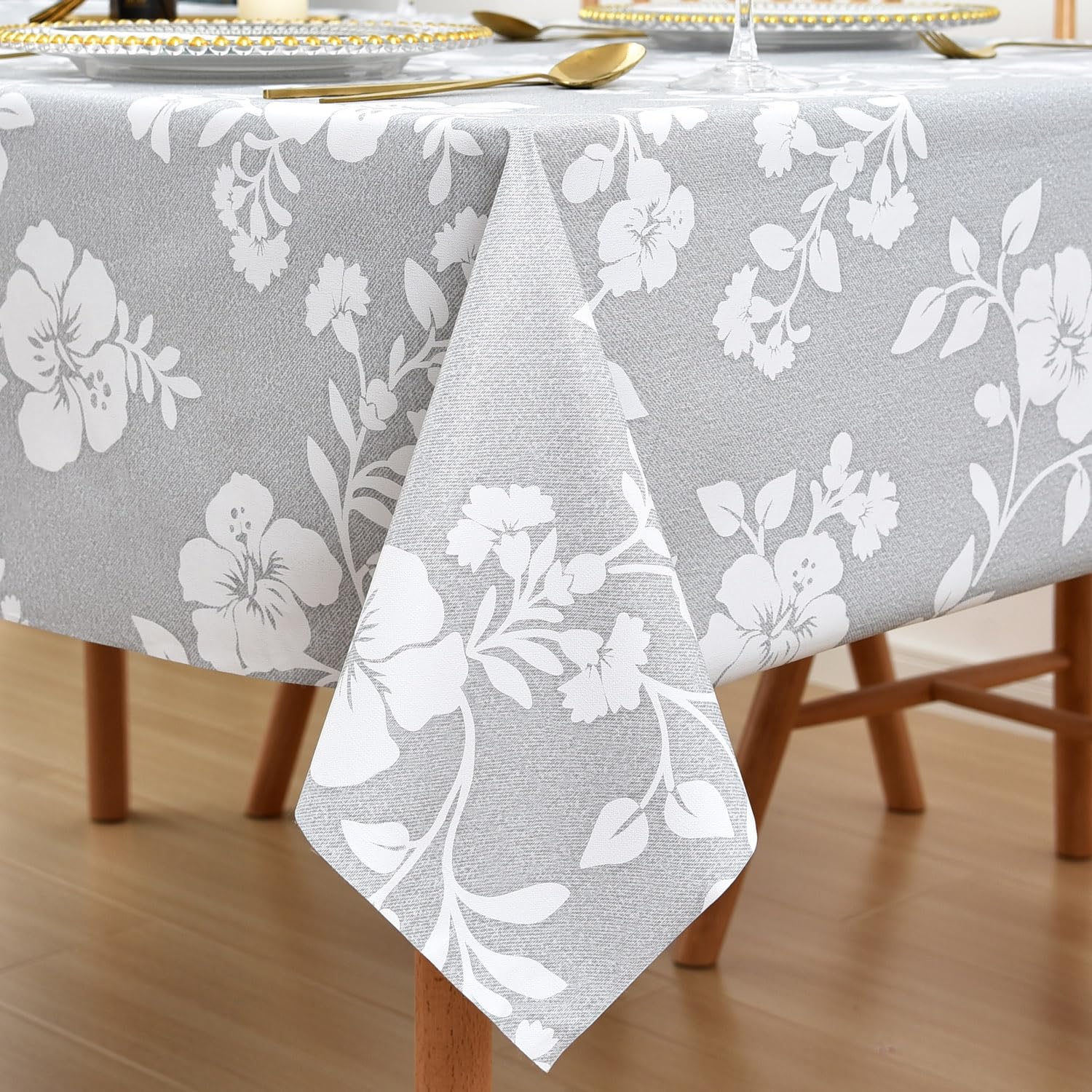 LOHASCASA Nappe en vinyle pour tables rectangulaires, en plastique PVC imperméable, rectangulaire, nappe ovale facile à nettoyer pour table de pique-nique, camping en plein air, 2,1 m, 137,2 x 213,4