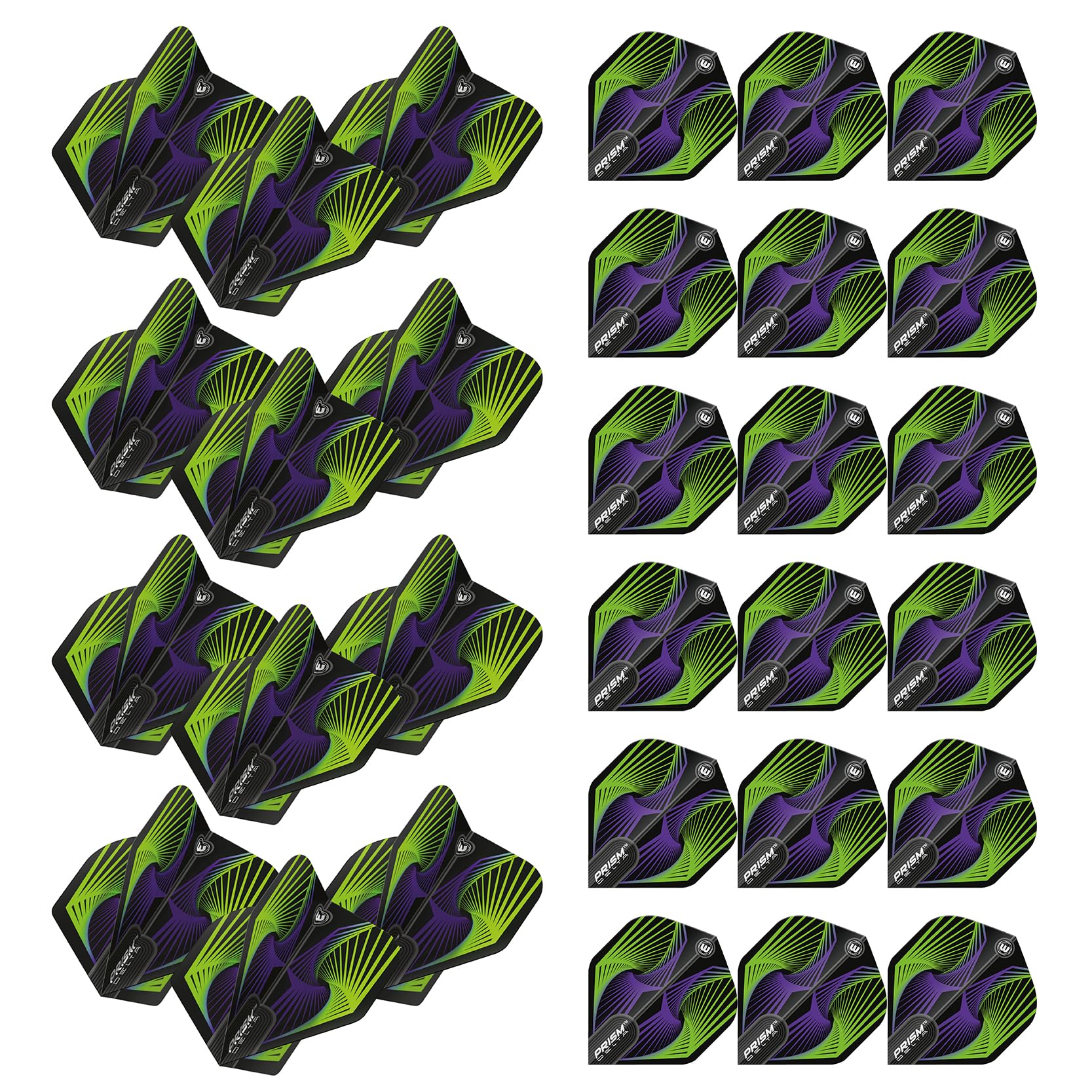 WINMAU Prism Delta Spiral Design Dart Flights - 10 sets per pack (30 dart flights in total) (Green & Blue)