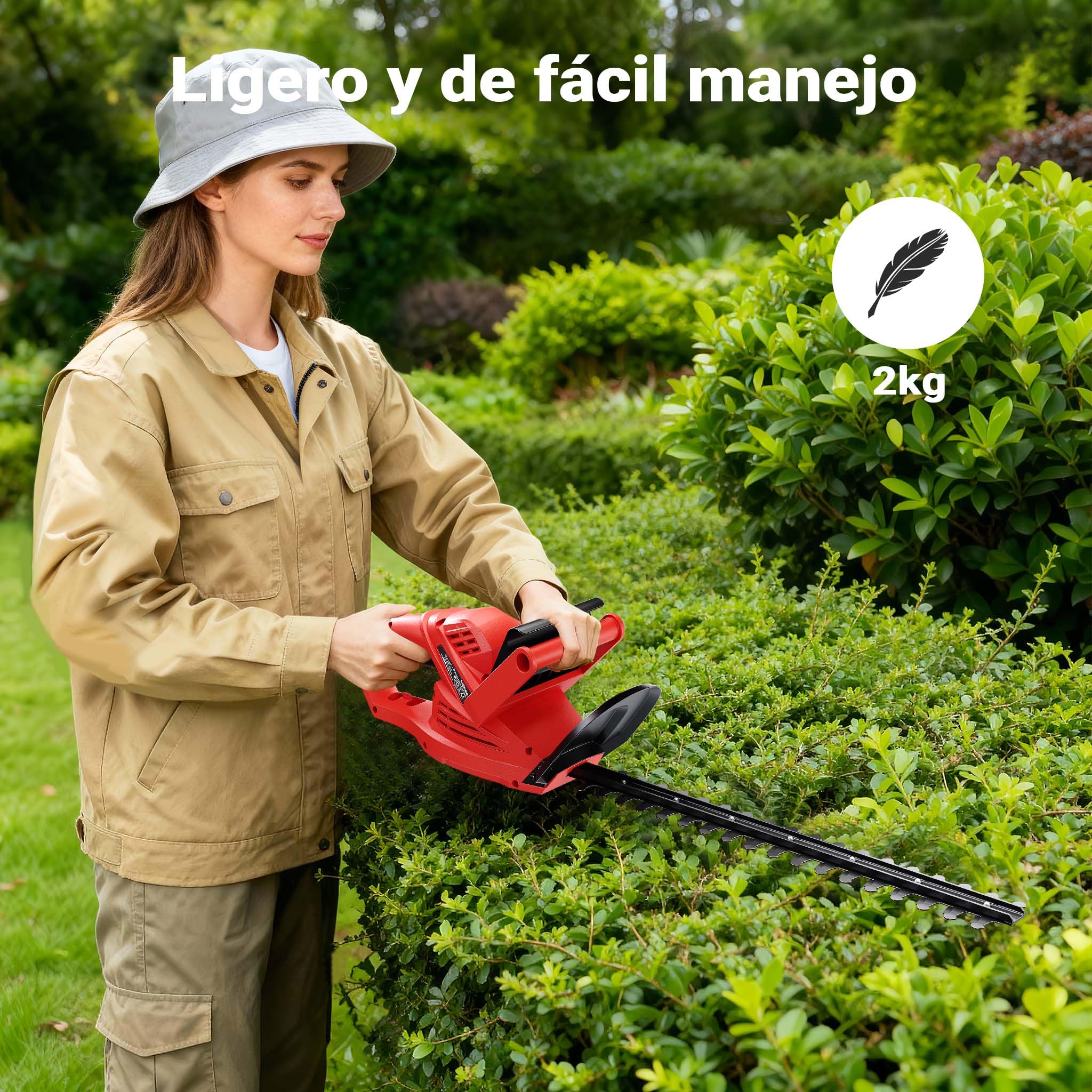 XPOtool Cortasetos eléctrico 520W Longitud de Corte 450mm Freno de Parada rápida Protector de Manos
