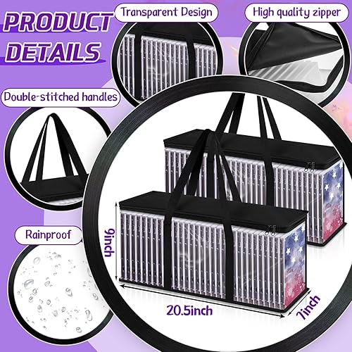 Miniatura 2 de Cunno Juego de 24 bolsas de almacenamiento de DVD, estuche de almacenamiento de DVD resistente al agua, caja de DVD transparente, organizador con