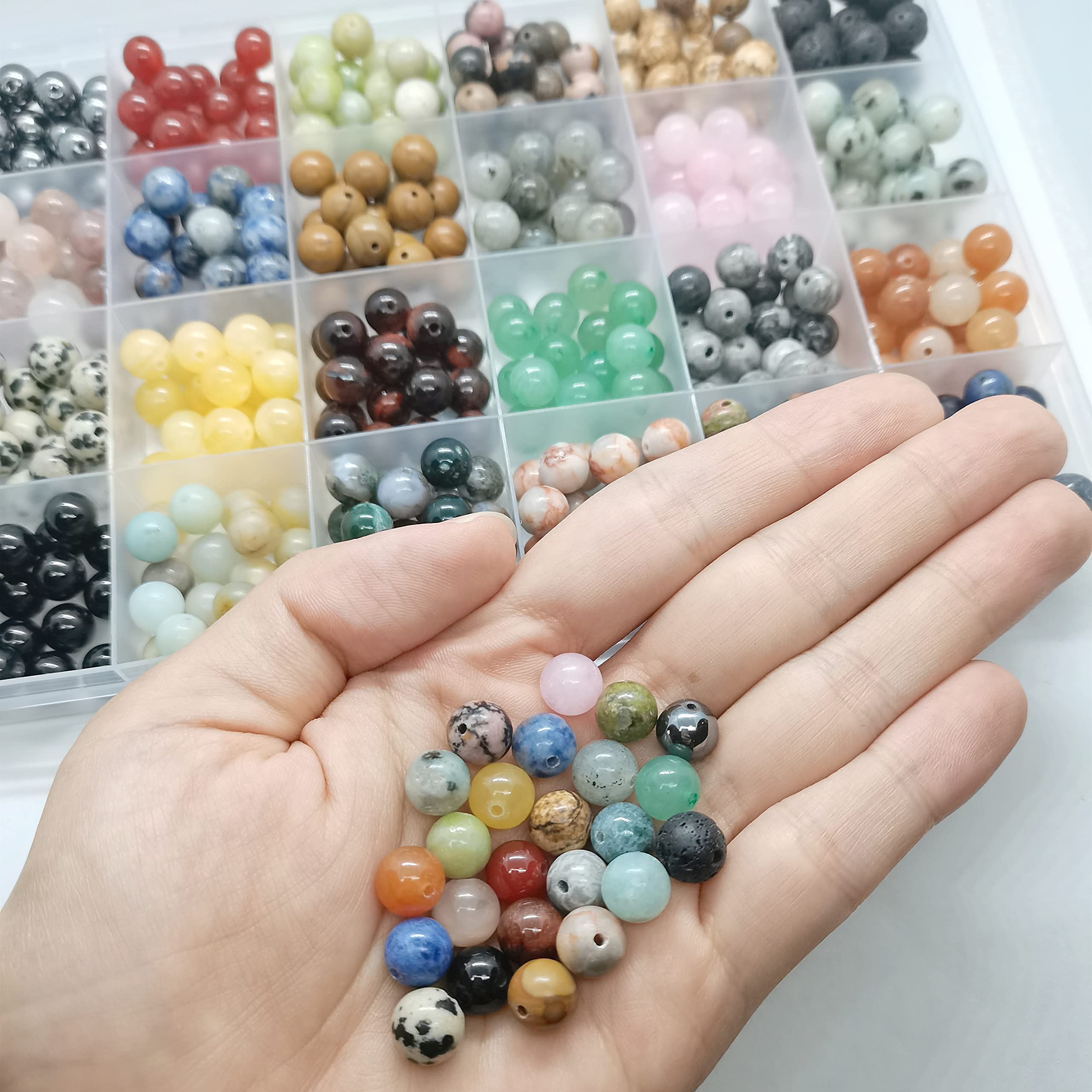 DIQIO Natural Stone Beads - 8mm Round Coffee Stripe Agate Beads For Jewelry Making (45-47pcs) | Gemstone DIY Beads - View #2