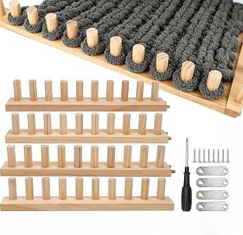 61 Inch Chunky Knitting Blanket Loom Set, 4-in-1 Adjustable Wooden Knitting | Loom Frame for Chunky Yarn | Beginner-Friendly Hand Weaving Tools for DIY Throws, Blankets, Cushions & Home Decor 4