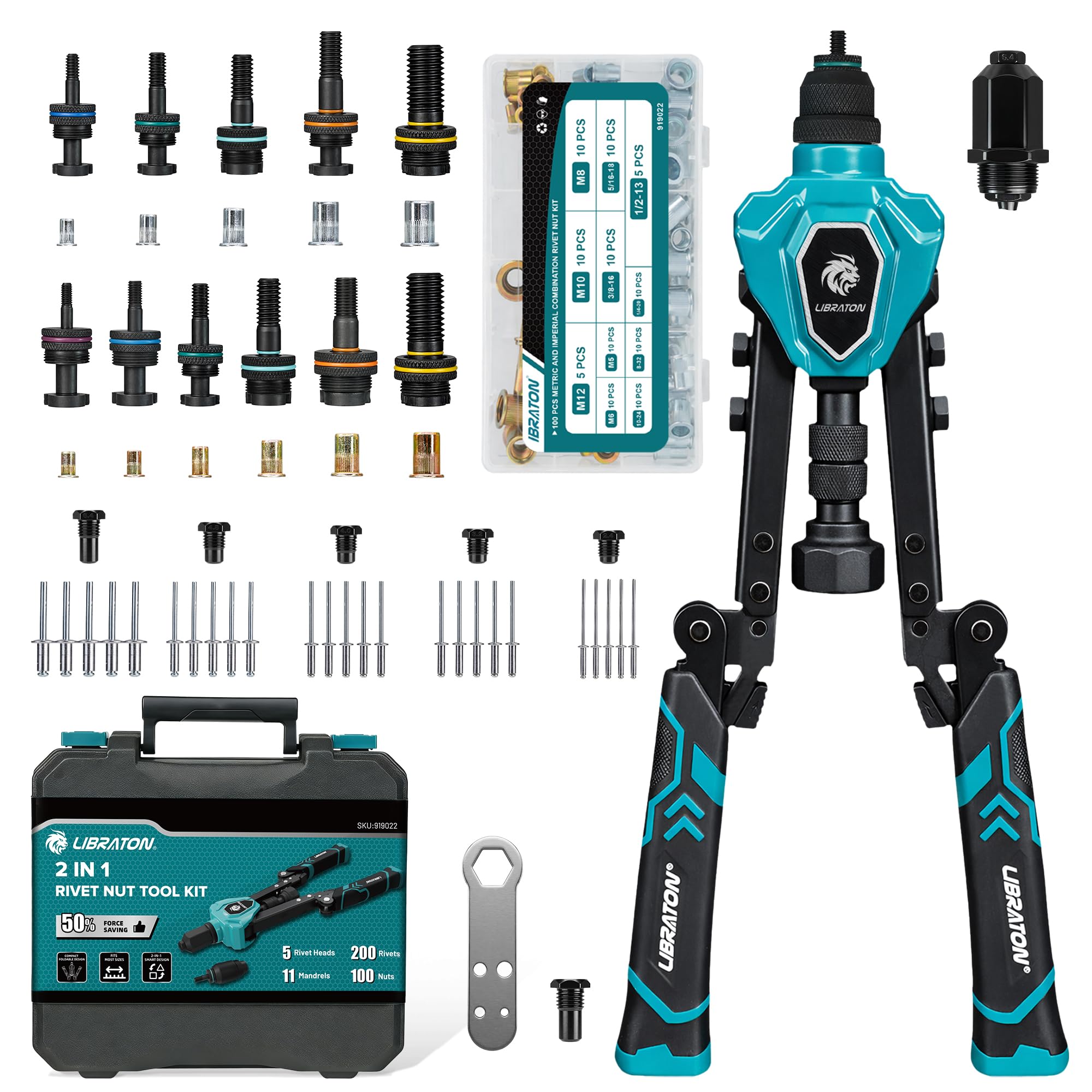 2in1 Rivet Nut Tool and Rivet Gun Kit Folding
