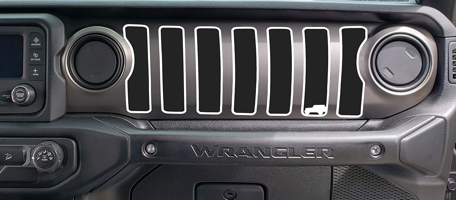 Tower Decals Matte Black/Blue 2 Door Dash Grill Decal Fits: 2018 & up Jeep Wrangler JL JT Sport Moab Sahara Altitude 0464