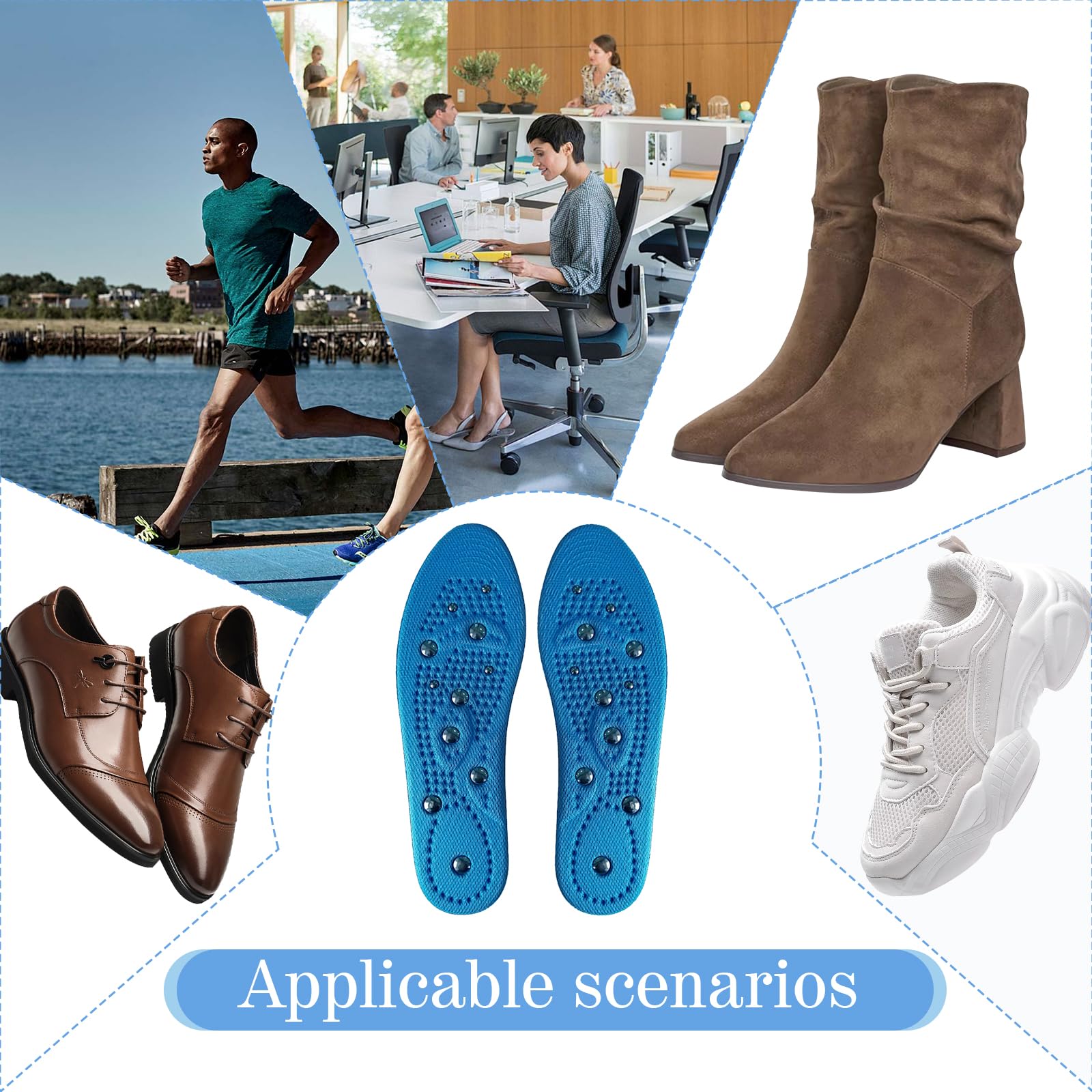 Plantillas Magneticas Adelgazantes para Fascitis Plantar Ortopedicas Masaje de Pies Aliviar Reflexología Acupresión Unisex (S(35-40))