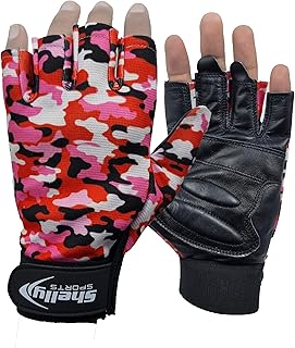 Shelly - Guantes de piel auténtica para silla de ruedas, guantes acolchados para movilidad, transpirables, guantes de bicicleta sin dedos con agarre antideslizante, guantes de ciclismo ligeros