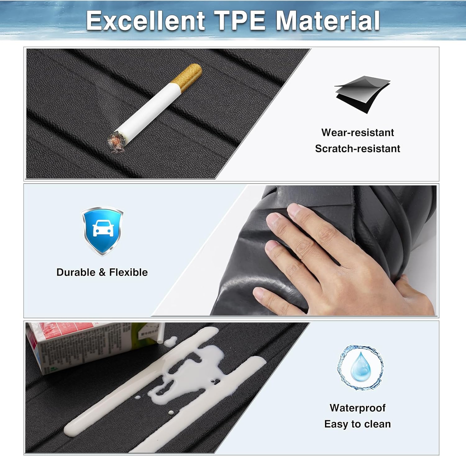 Mixsuper F150 Floor mats-Floor mat for Ford F150 SuperCrew 2021-2024 (Fit Rear Seat Without Under-Seat Fold Flat Storage),All Weather TPE Floor Liners Protection for F150 Accessories, Car Mats, Black