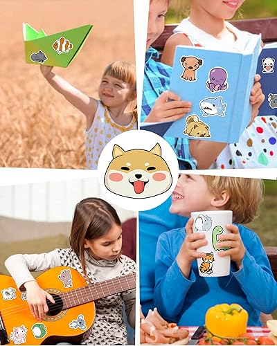 Miniatura 2 de 100 calcomanías de animales lindos para niños Adhesivo de vinilo impermeable bolsa de calcomanías estéticas para laptops botellas de agua