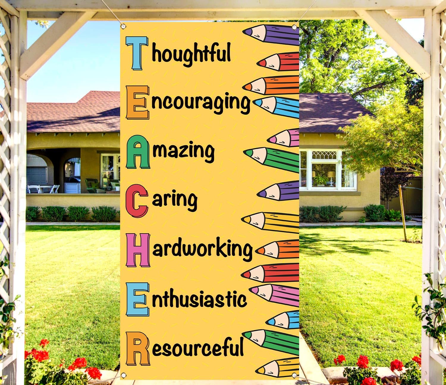 Teacher Appreciation Week Door Cover Thank You Teachers Party School Classroom Front Door Banner Photography Decoration - Image 5