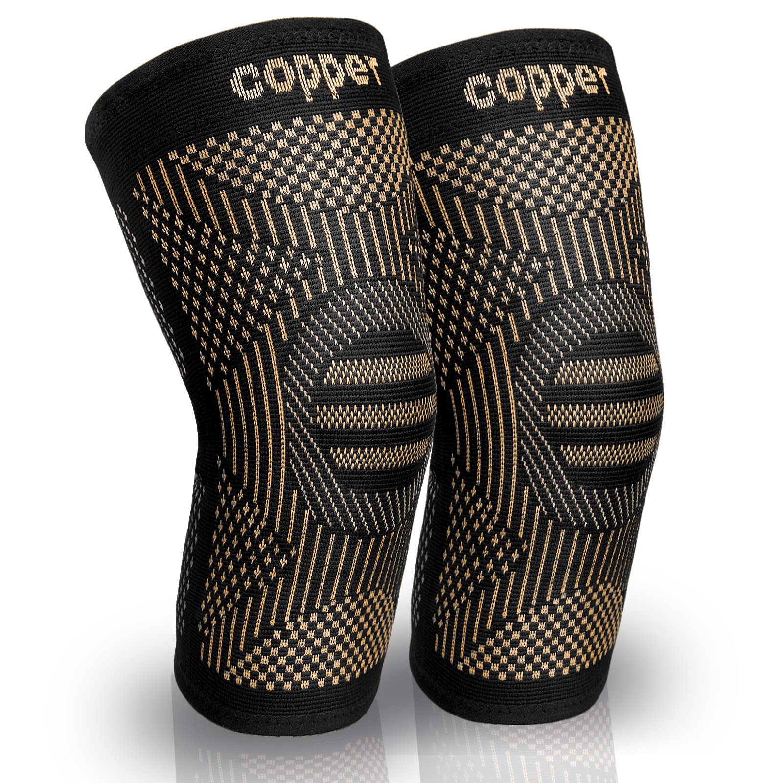 Copper Knee Braces for Knee Pain for Men Women(2pack)-Knee Sleeves for Arthritis Pain and Support-Copper Knee Support for Running,Working Out,Meniscus Tear,Arthritis and Joint Recovery(Large)
