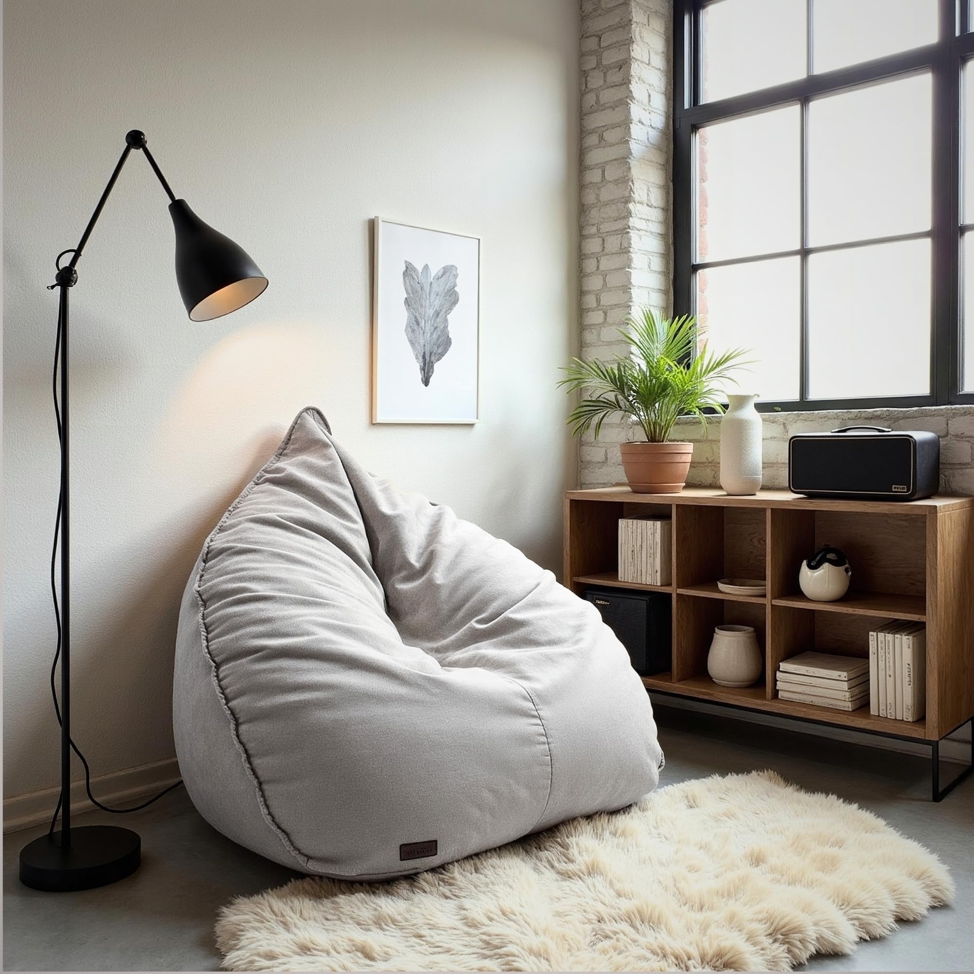 Aiire Puff Salón XXL de Diseño - Sillón Puff con Relleno Incluido - Sofá Puf Gigante de Interior en Algodón Premium - Bean Bag Chair Moderno para Adultos y Habitación Juvenil Gris [100x100x90]